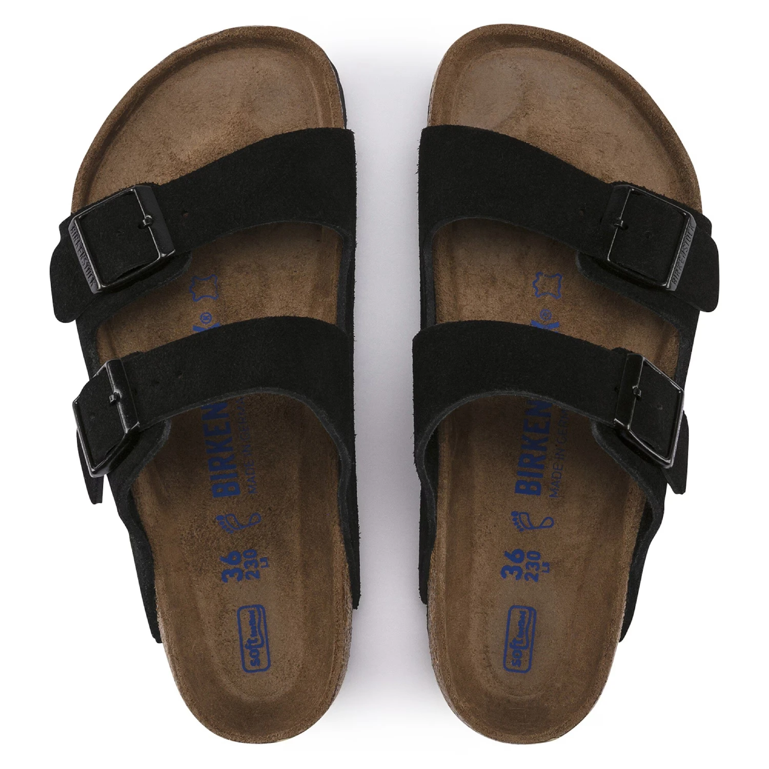 Birkenstock Arizona Soft Footbed Black top view in a white background