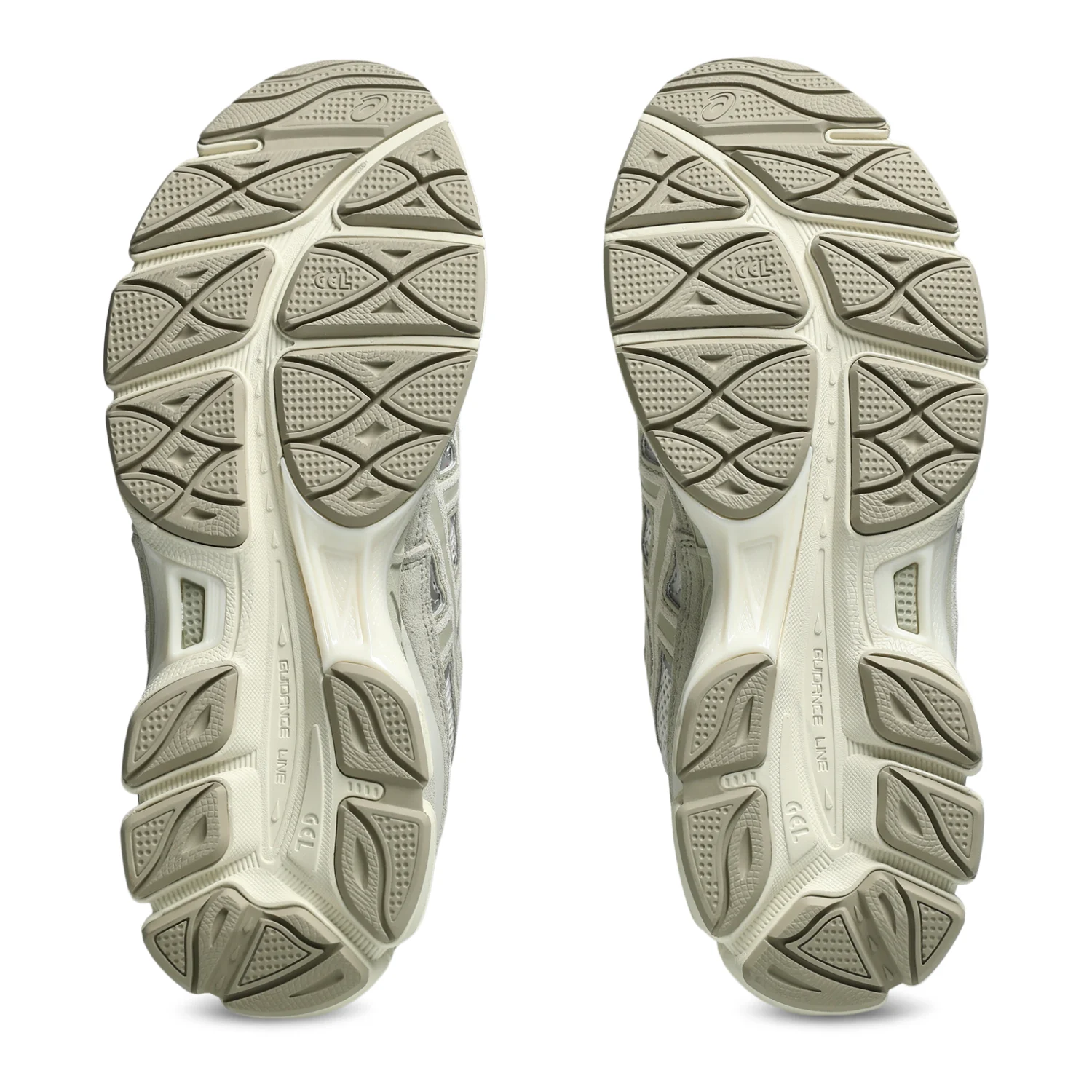 Asics GEL-NYC Cream/Fossil bottom view in a white background