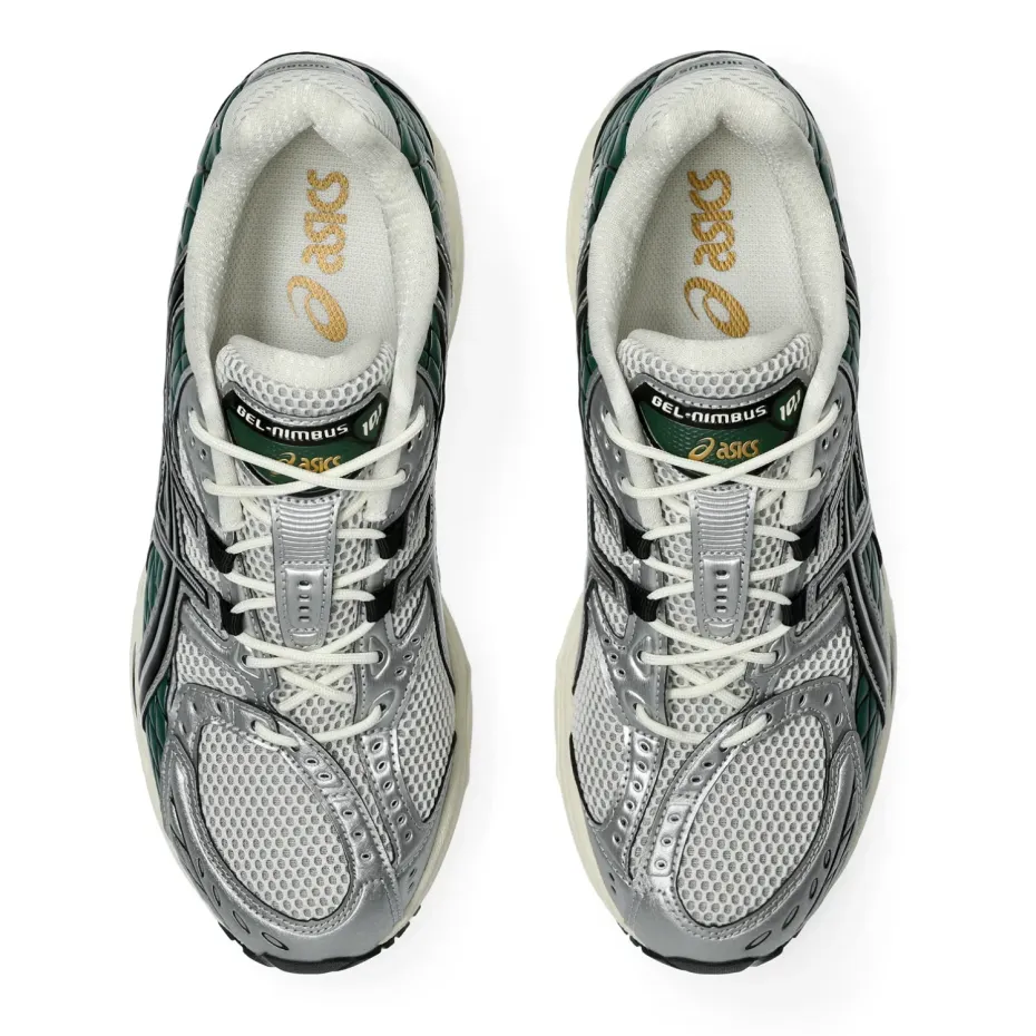 Asics Nimbus 10.1 Cream/Grove top view in a white background