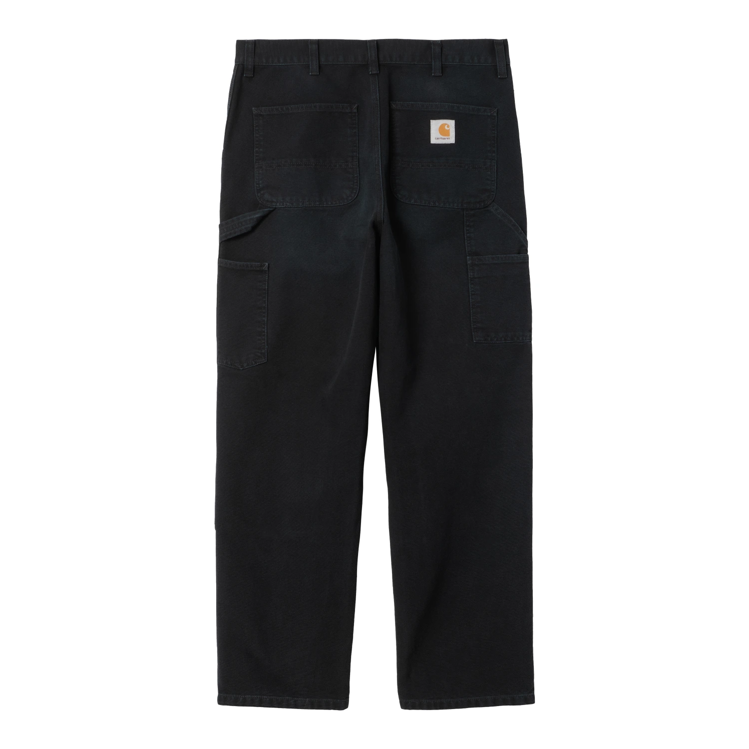 Carhartt WIP Double Knee Pant Black Stone Washed back view in a white background