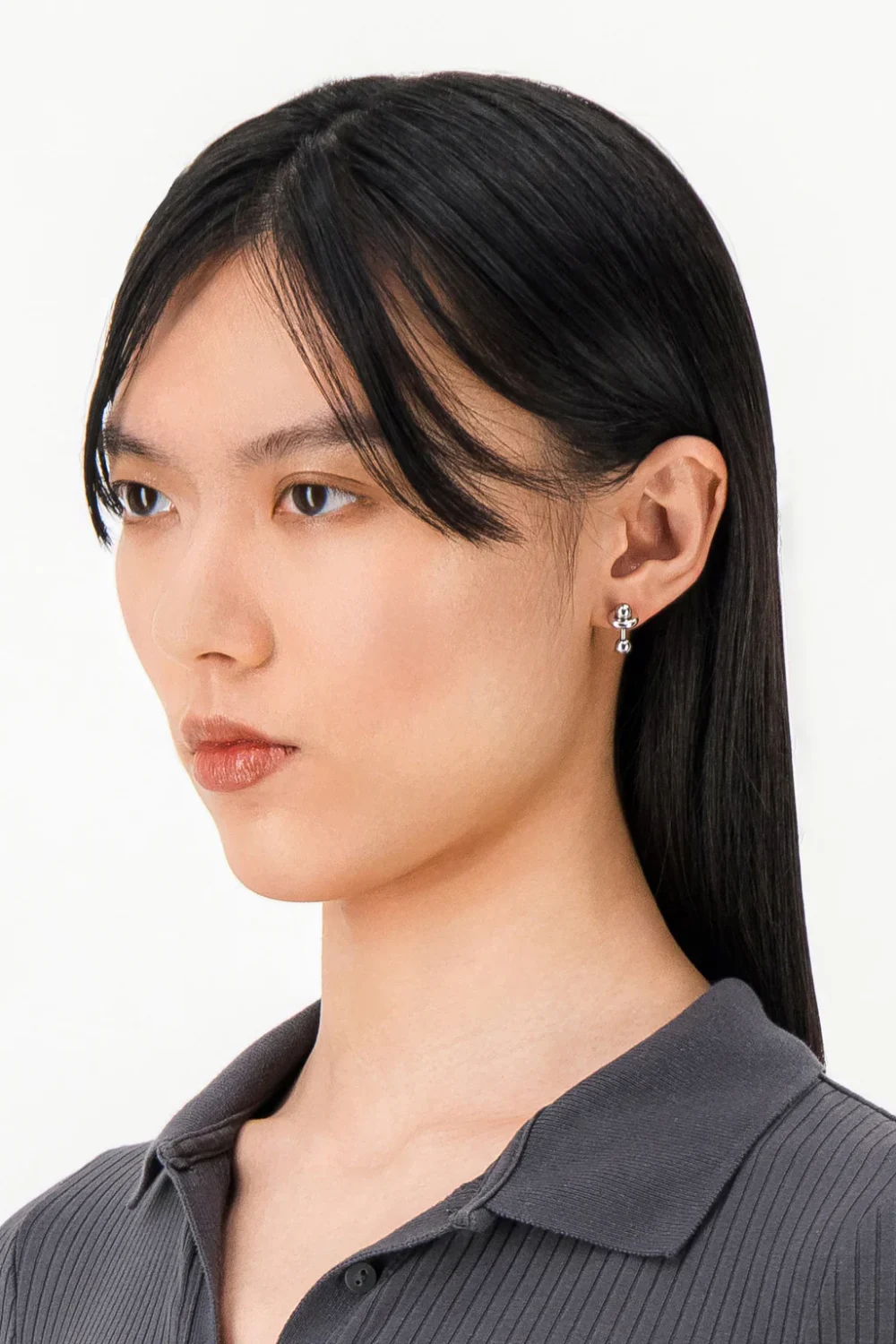 Justine Clenquet Azel Earring Palladium on model