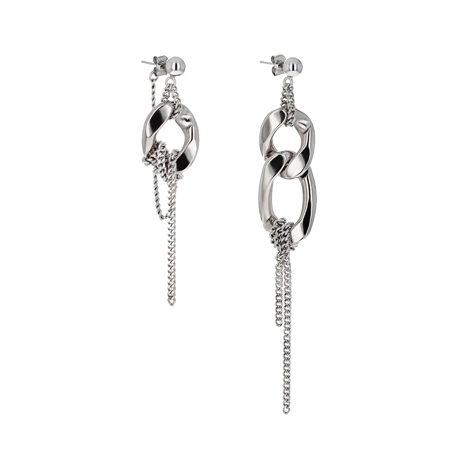 Justine Clenquet Betty Earrings Palladium front view in a white background