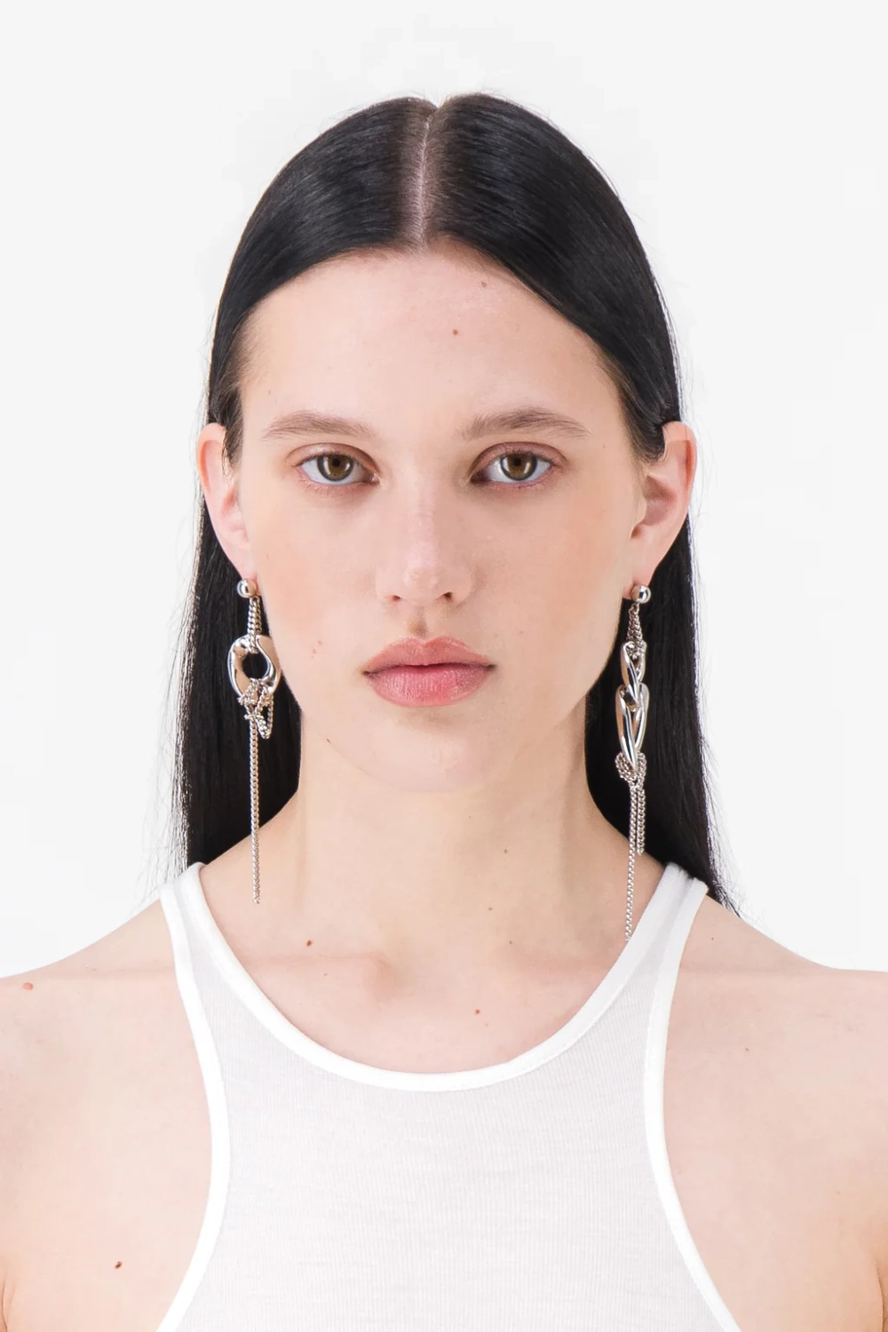 Justine Clenquet Betty Earrings Palladium on model