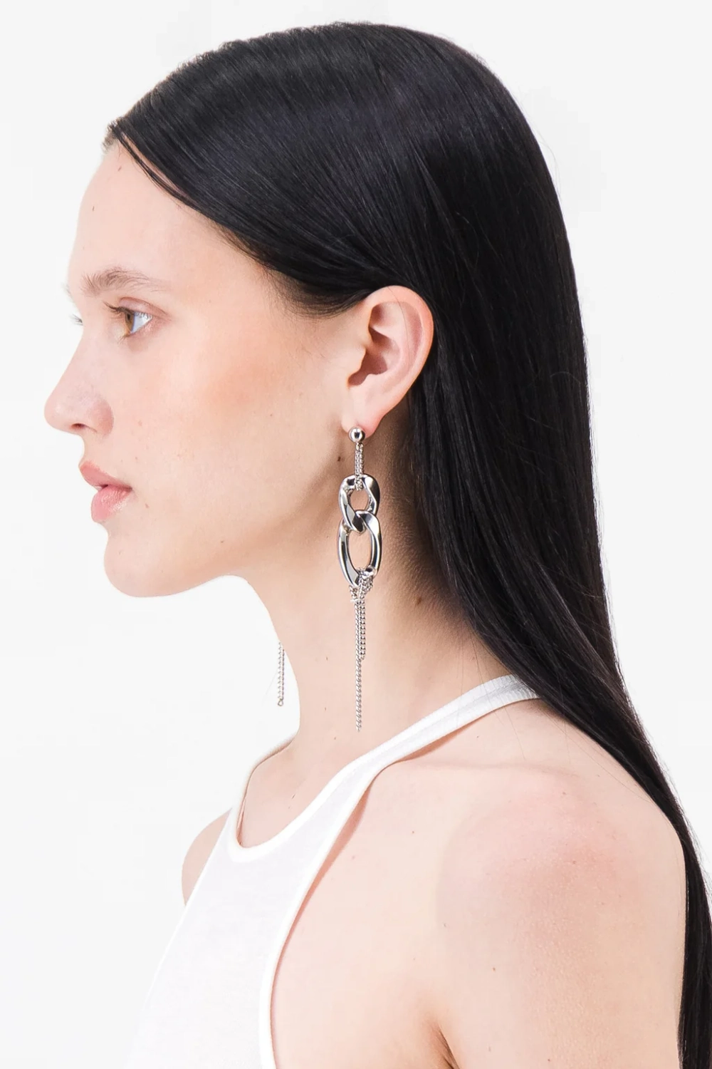 Justine Clenquet Betty Earrings Palladium on model