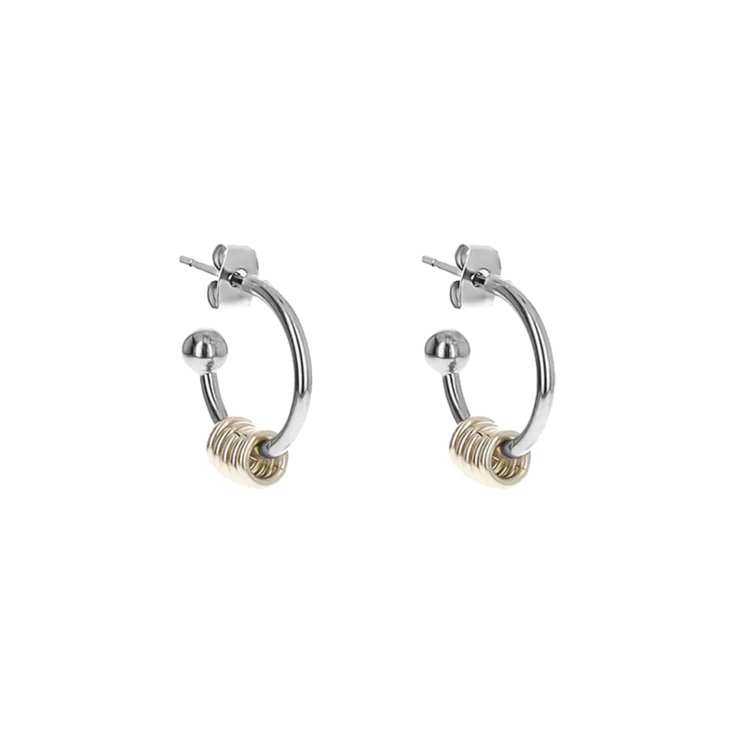 Justine Clenquet Gloria Hoops Gold/Palladium in a white background
