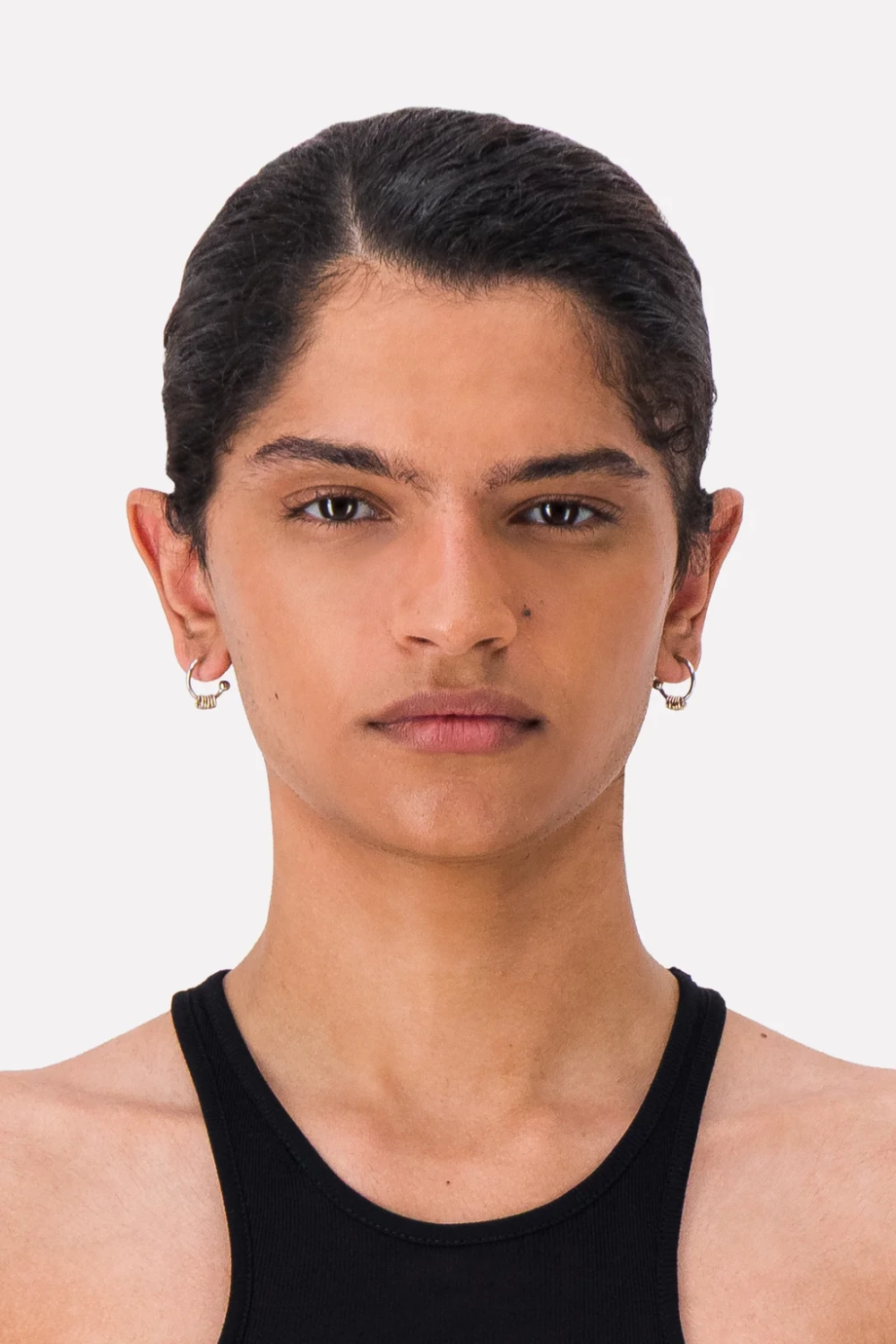 Justine Clenquet Gloria Hoops Gold/Palladium on model