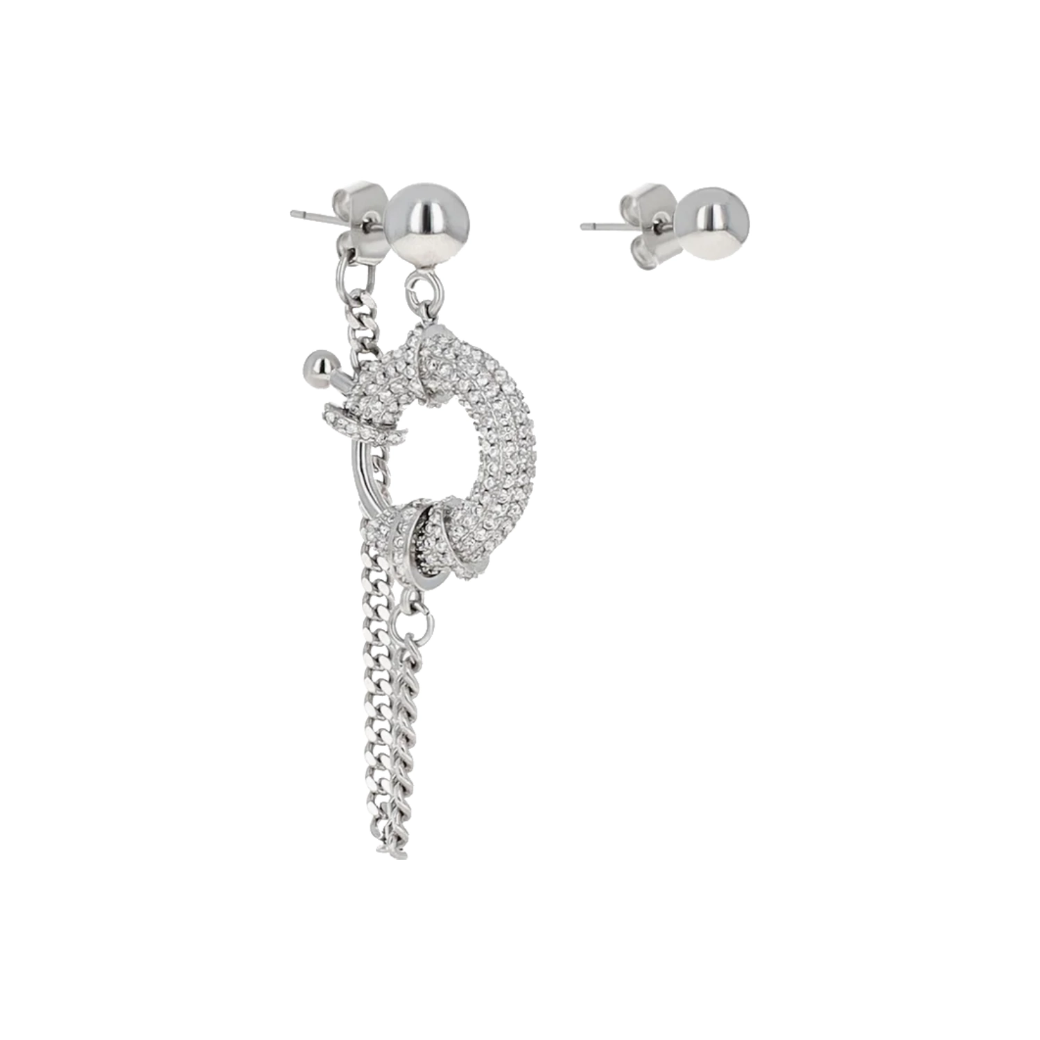 Justine Clenquet Hope Earrings Palladium in a white background
