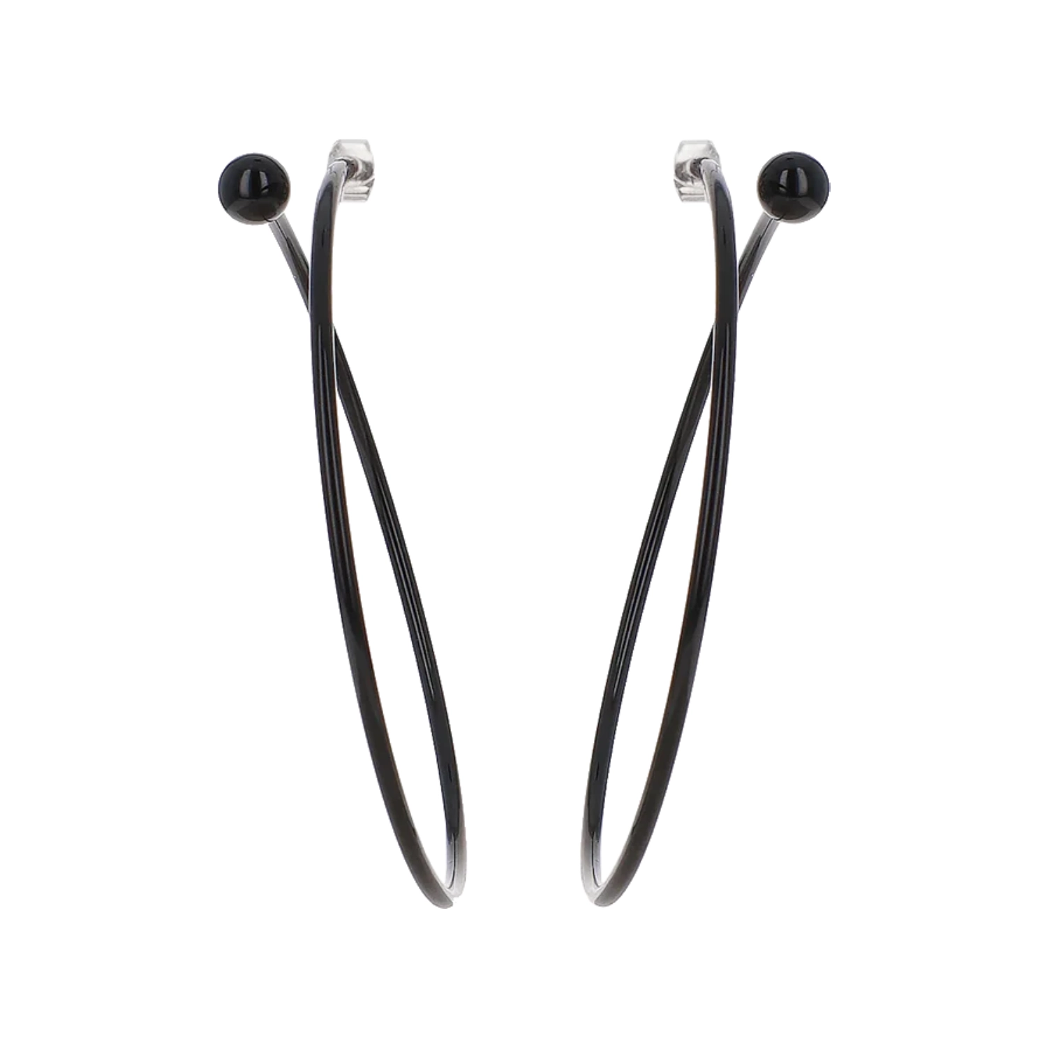 Justine Clenquet Marfa Lacquered Earrings Black in a white background