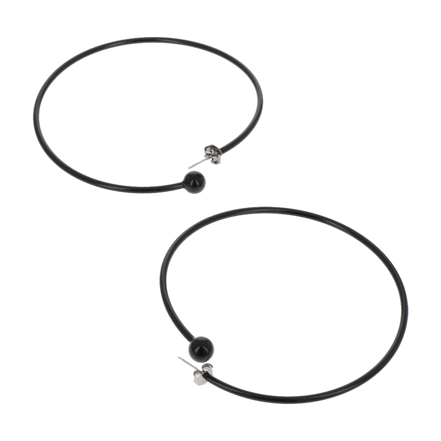 Justine Clenquet Marfa Lacquered Earrings Black in a white background