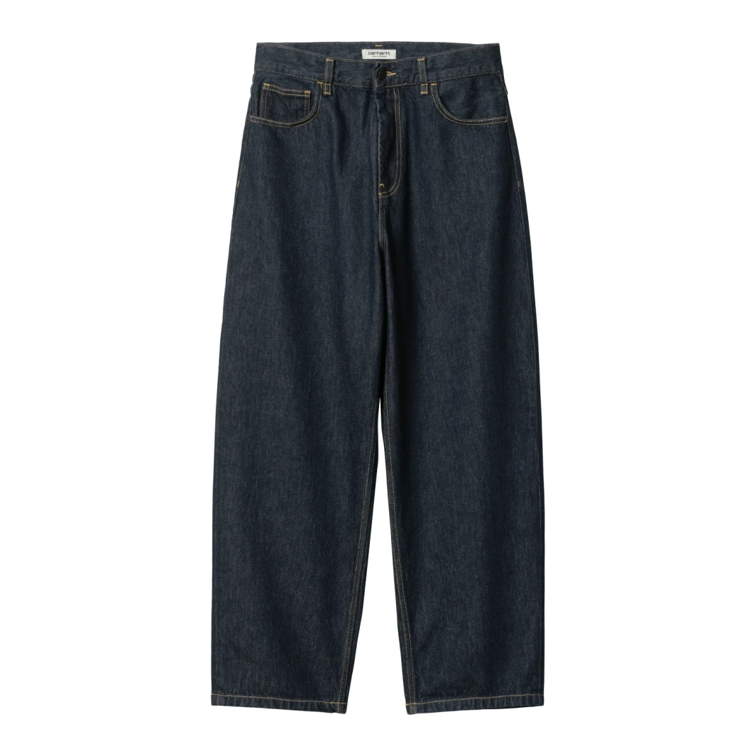 Carhartt WIP W's Brandon Pant Blue Rinsed front view in a white background