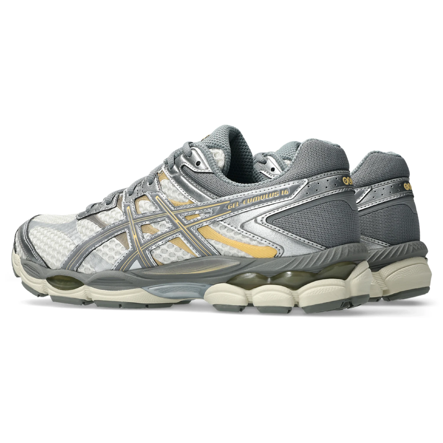 Asics GEL Cumulus 16 Cream/Clay Grey side view in a white background