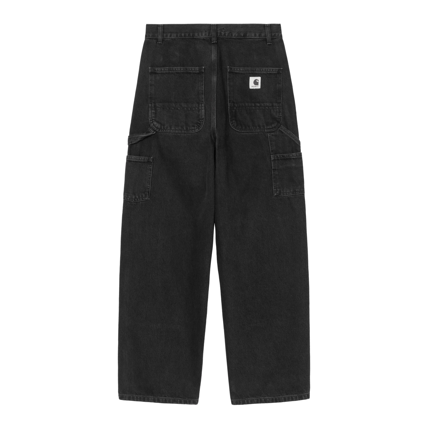 Carhartt WIP W' Brandon Double Knee Pant in Black Stone Washed back view in a white background