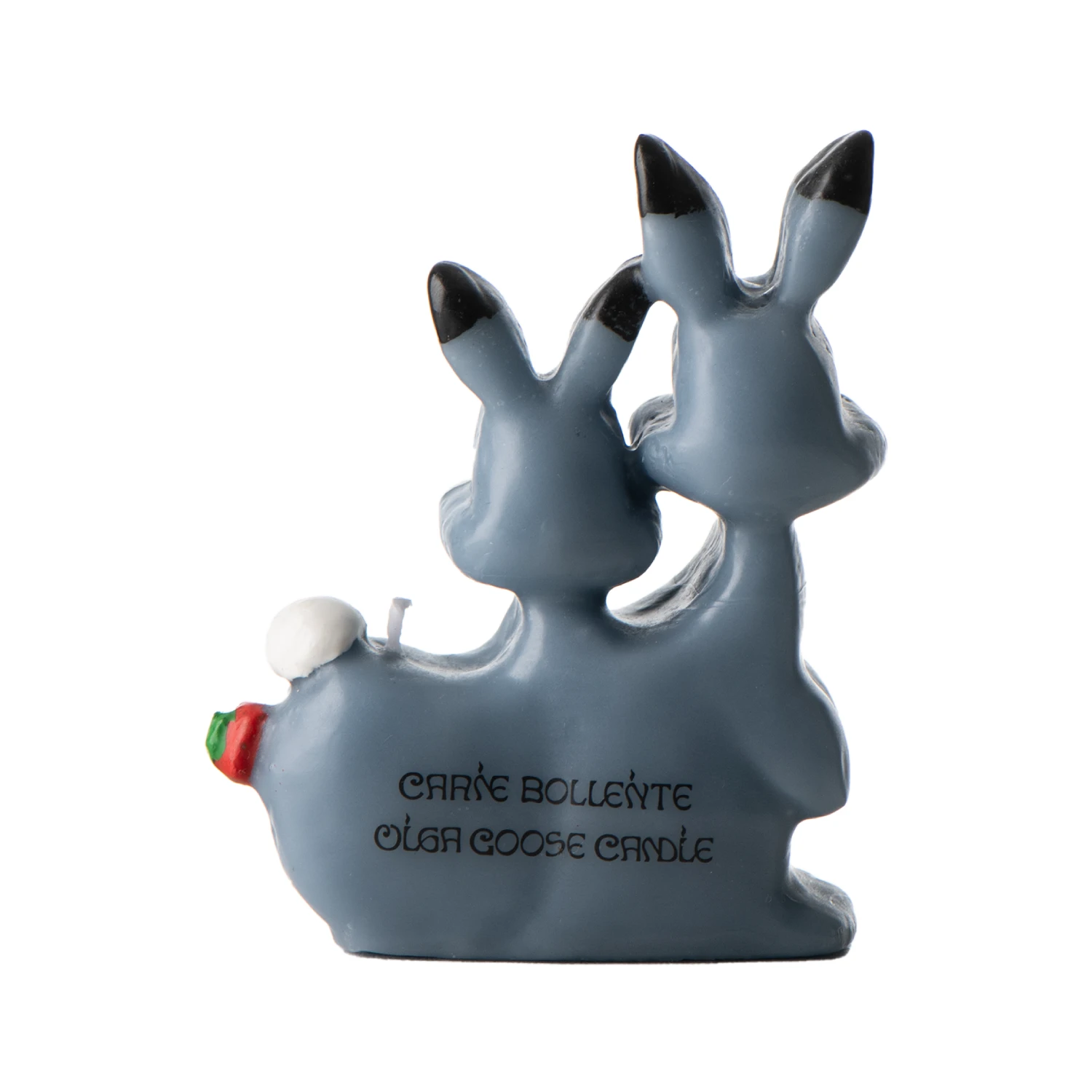 Carne Bollente Rabbits by Olga Goose Candles back view in a white background