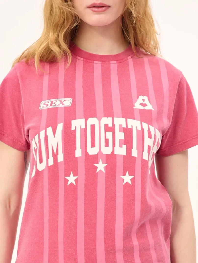 Carne Bollente Team Player T-Shirt Off-Red front view detail on model