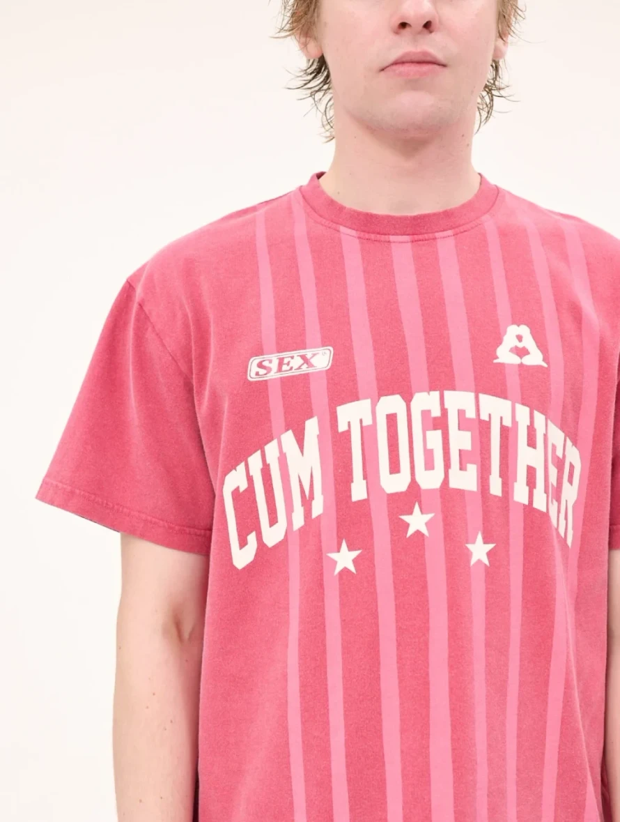 Carne Bollente Team Player T-Shirt Off-Red front view derail on model