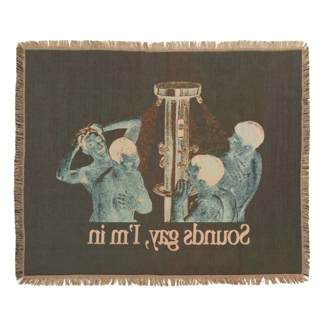 Carne Bollente Wet Dreams Blanket Multicolour back view in a white background