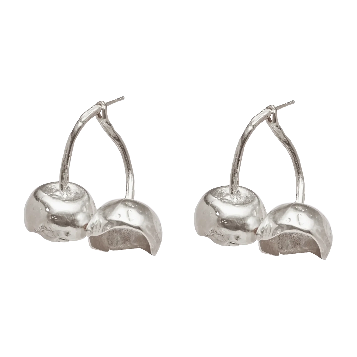 Simuero Cerezas Earrings Silver pair in a white background