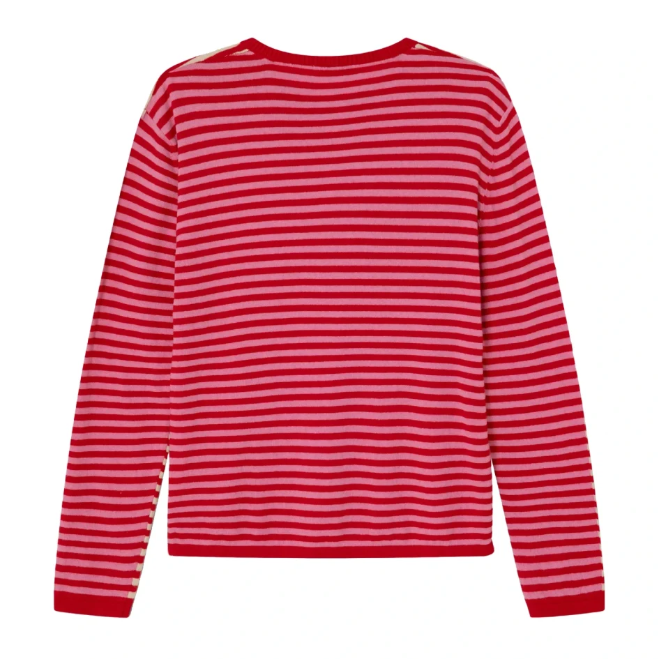 Gimaguas Diego Stripes Jumper Pink/Red back view in a white background