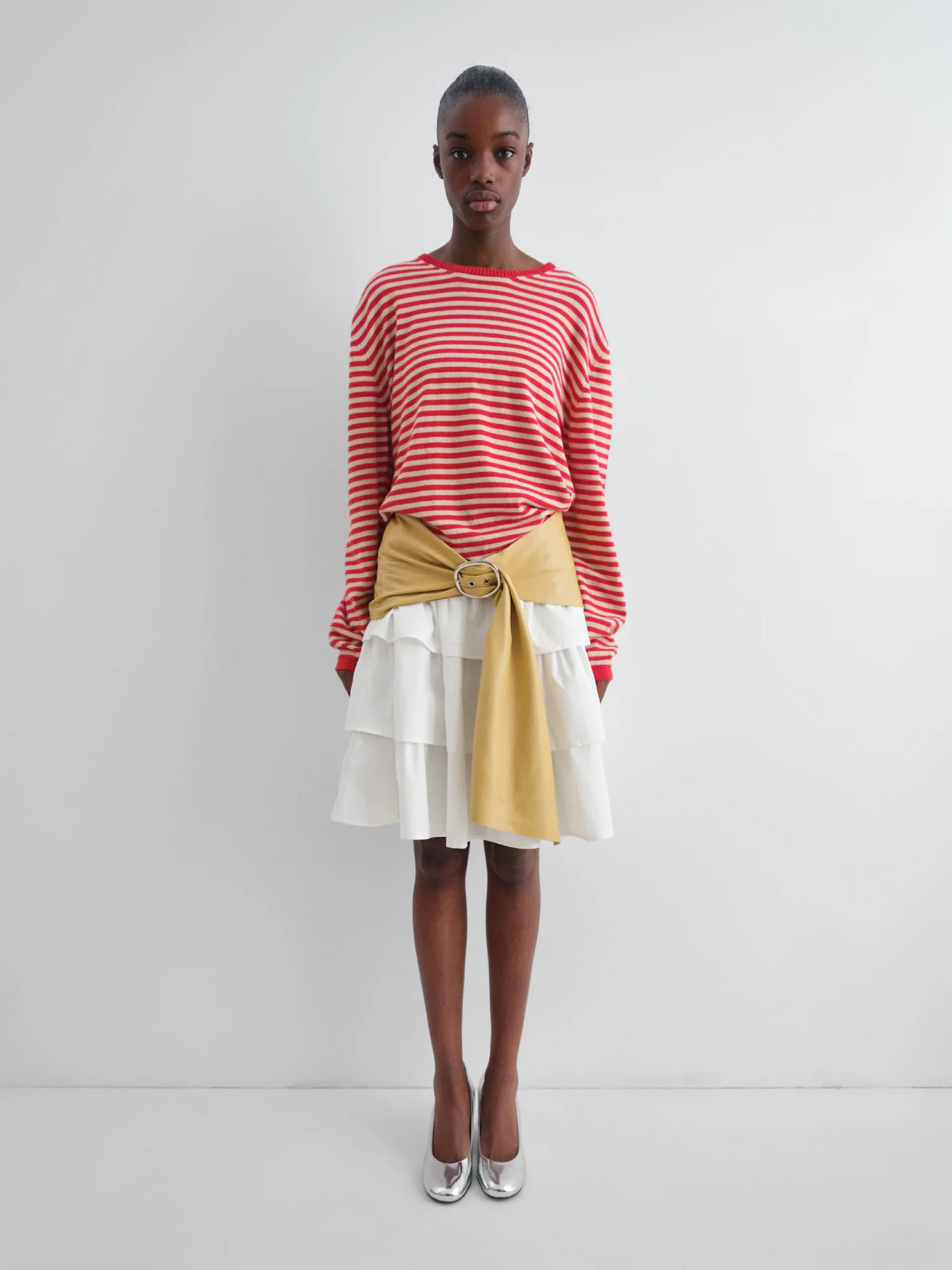 Gimaguas Diego Stripes Jumper Pink/Red front view on model