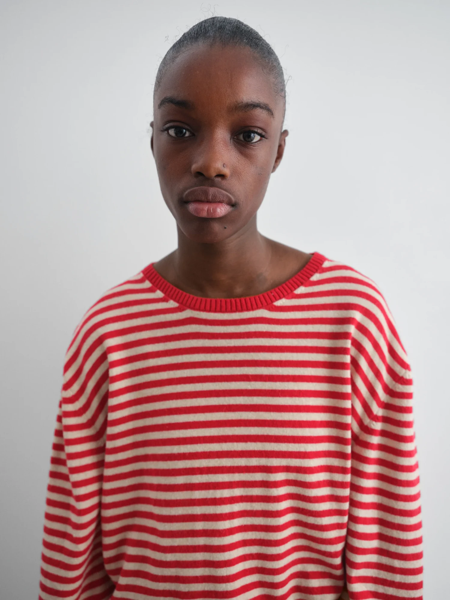 Gimaguas Diego Stripes Jumper Pink/Red front view on model