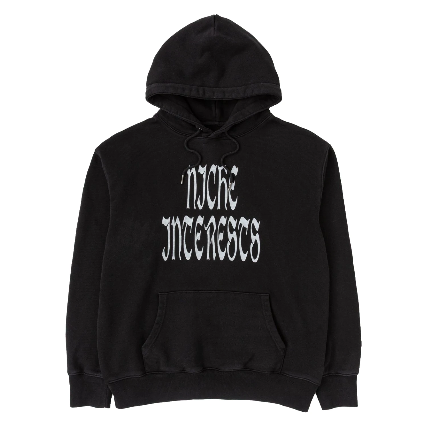 Heresy Niche Interests Hoodie Black front view in a white background