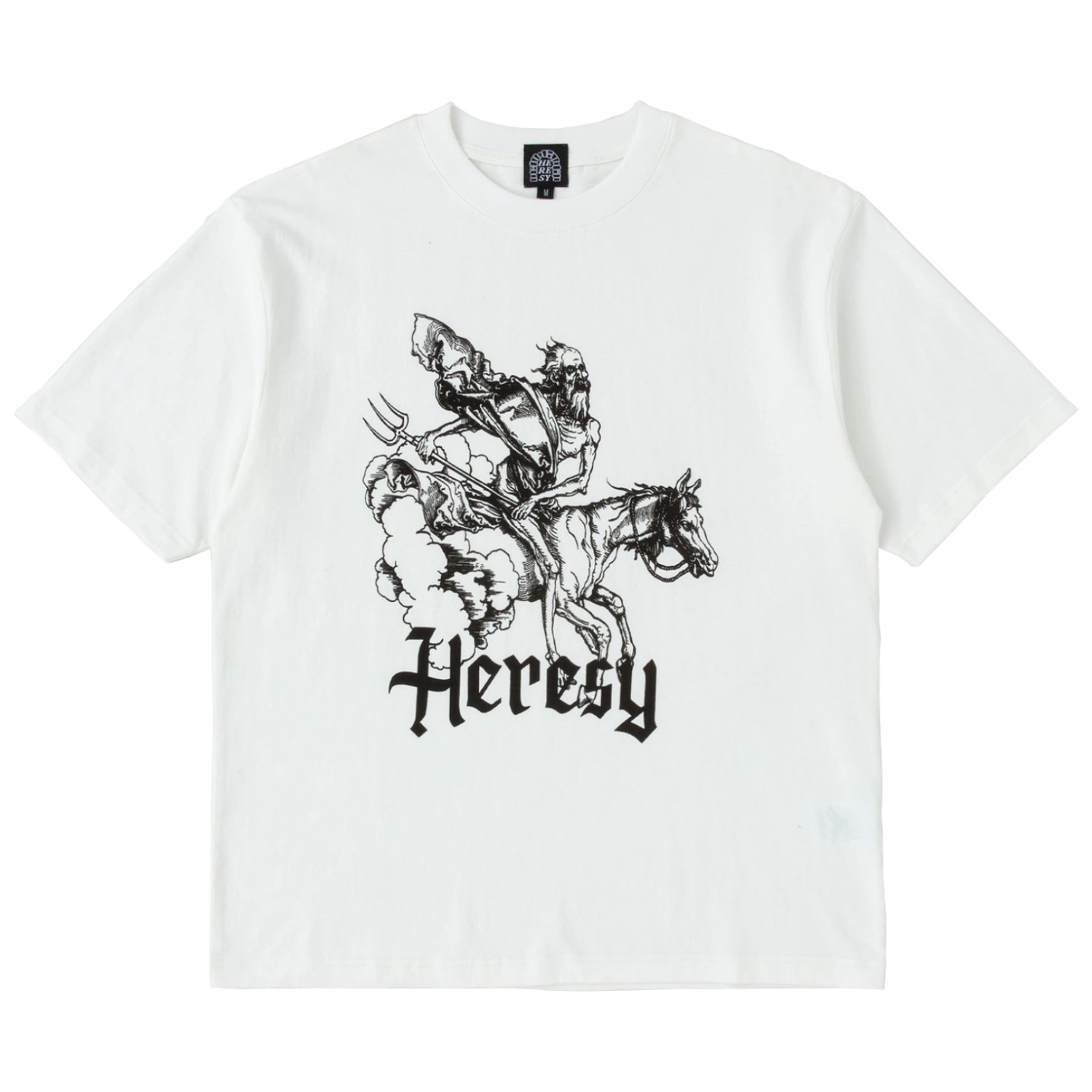 Heresy Pestilence T-shirt Ecru front view in a white background