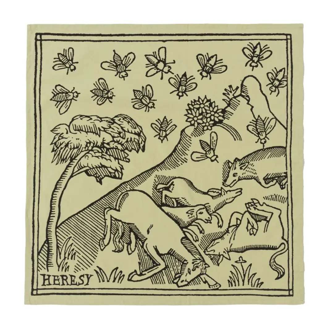 Heresy Plague Scarf Green front view in a white background