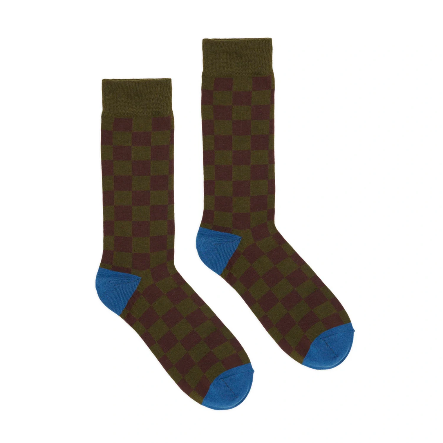 Brain Dead Logohead dress socks checkered back view in a white background