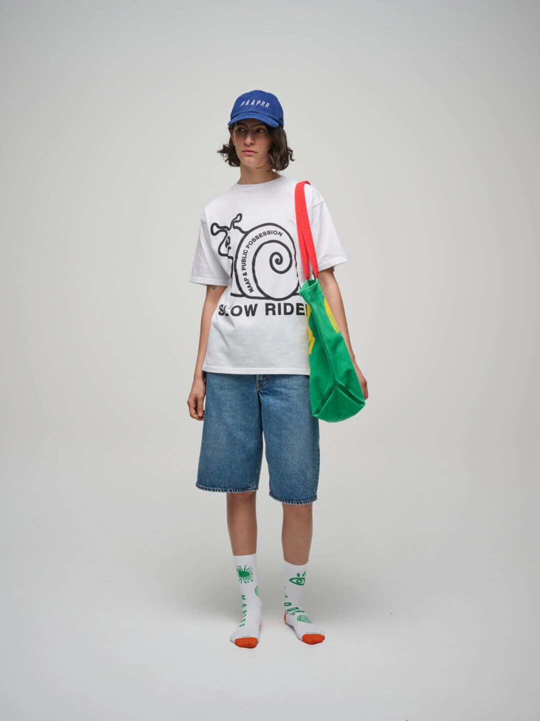 Public Possession + MAAP Slow Rider T-Shirt White front view on model