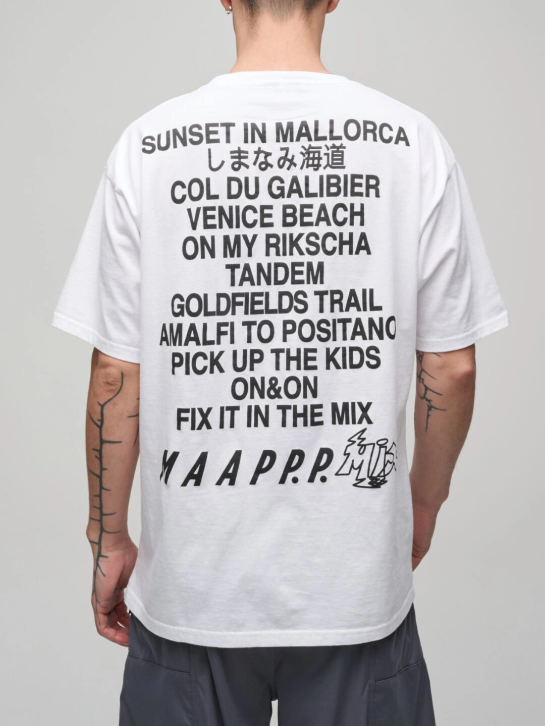 Public Possession + MAAP Slow Rider T-Shirt White back view on model