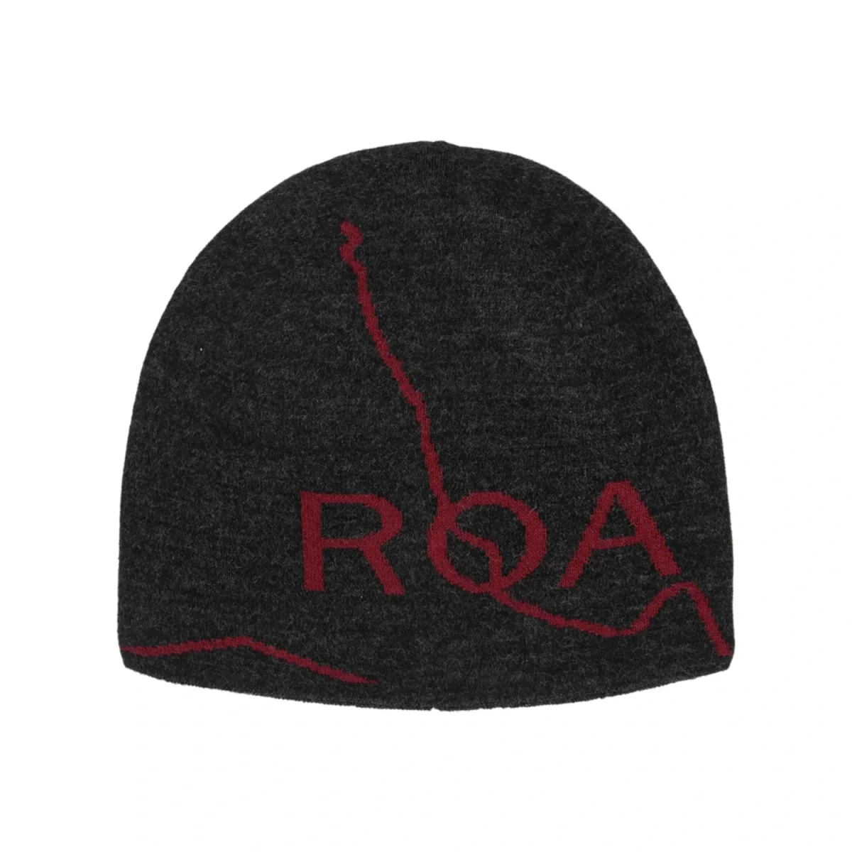 ROA Logo Wool Beanie Anthracite front view in a white background