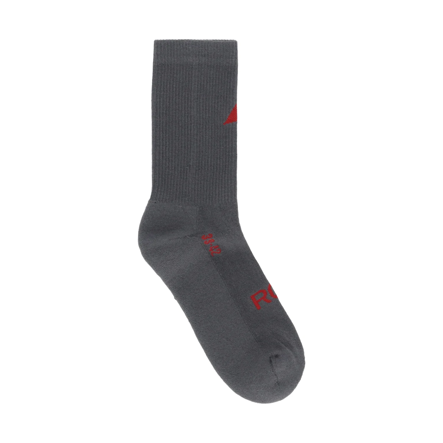 ROA logo biofill socks grey side view in a white background