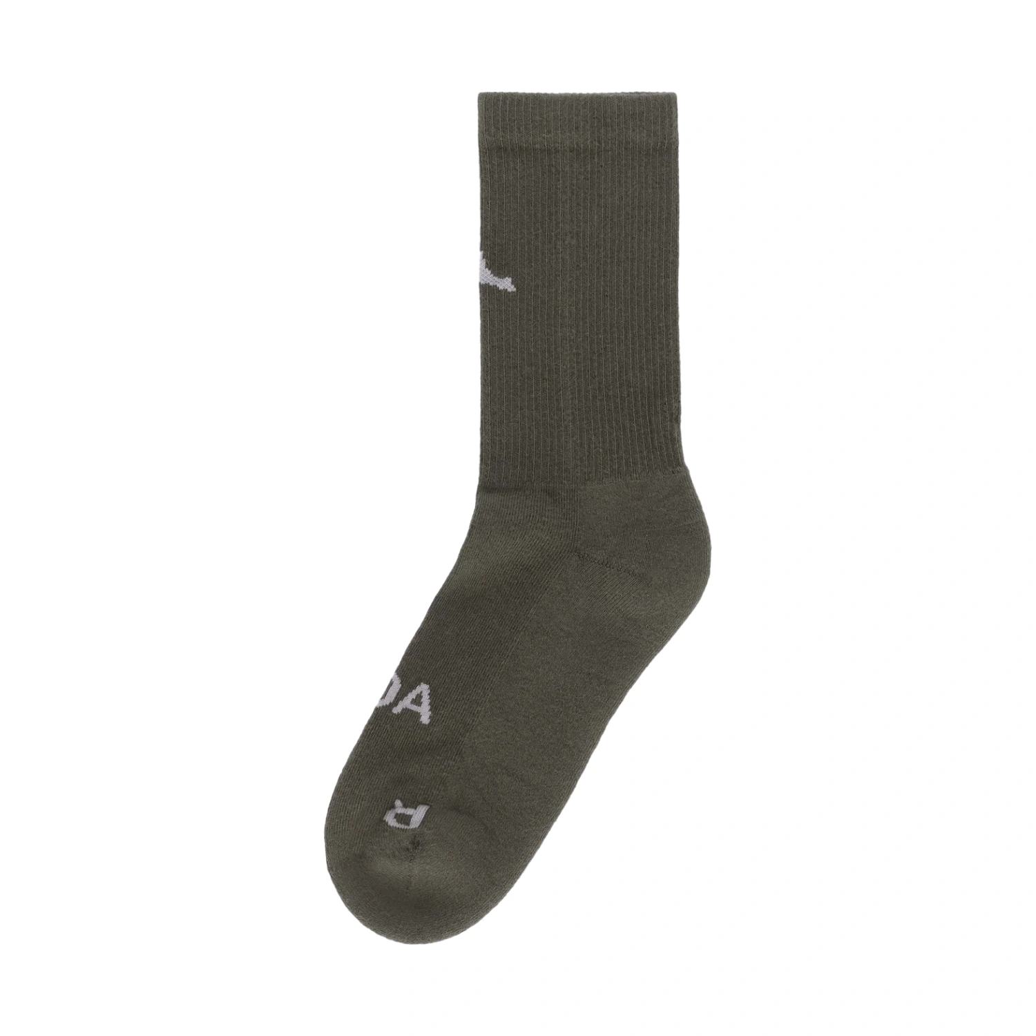 ROA logo biofill socks dark green side view in a white background