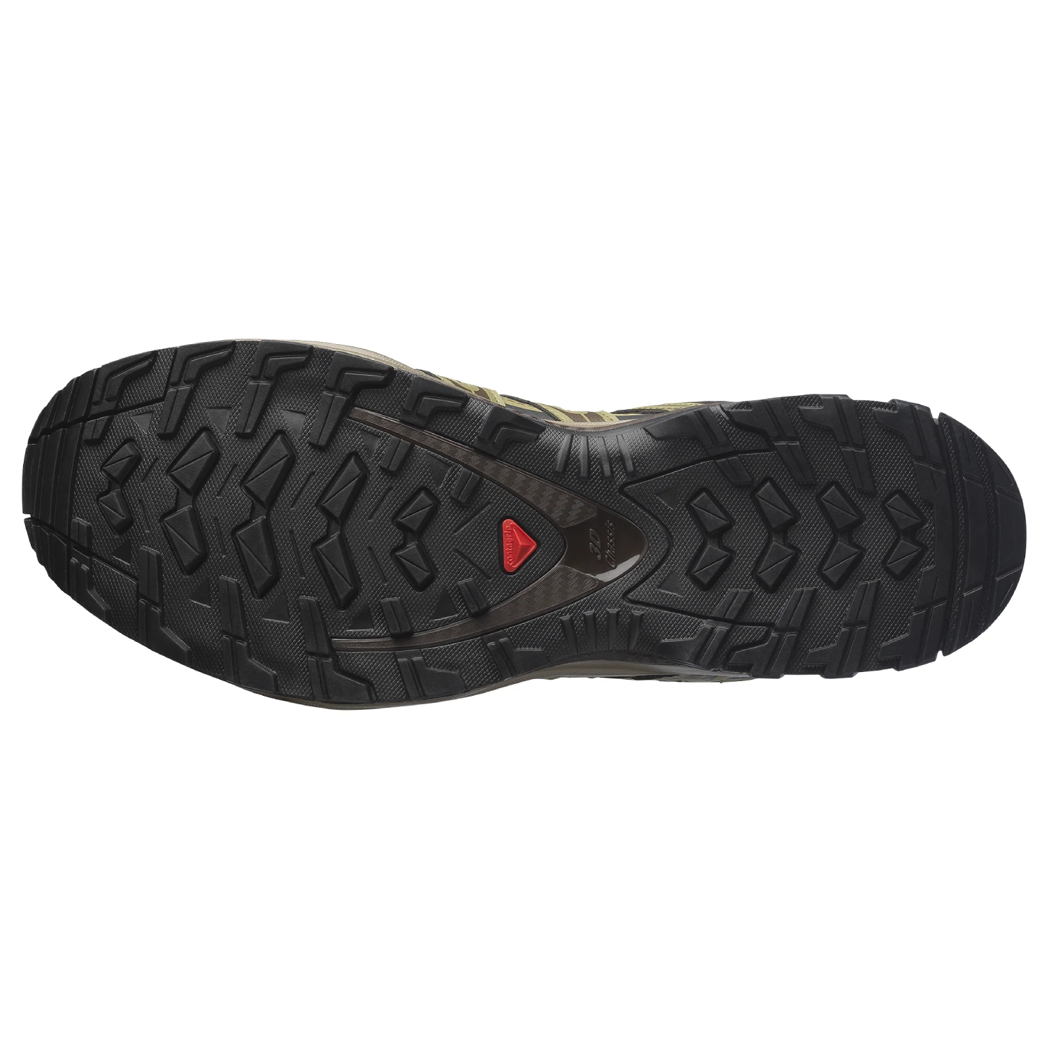 Salomon XA PRO 3D GTX Olive Night/Black/Delicioso bottom view in a white background