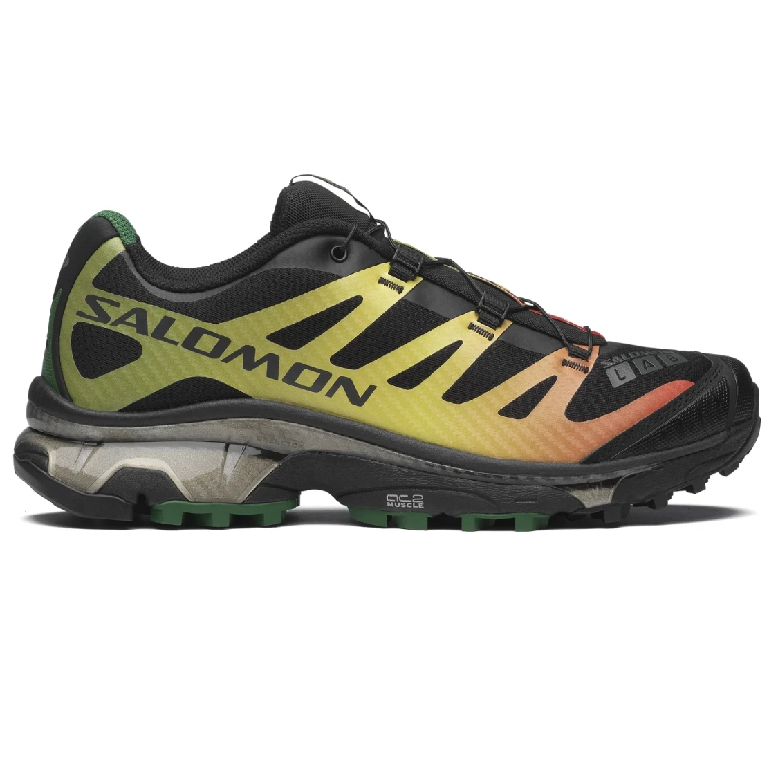 Salomon XT 4 OG Black/Asphalt/Eden side view in a white bakground