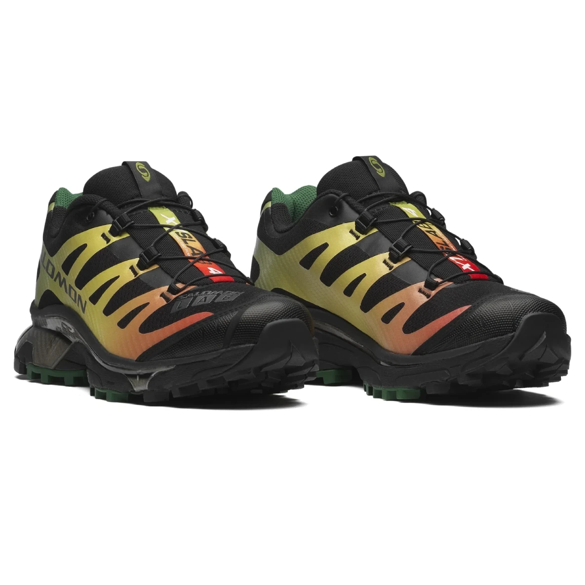 Salomon XT 4 OG Black/Asphalt/Eden side view in a white bakground
