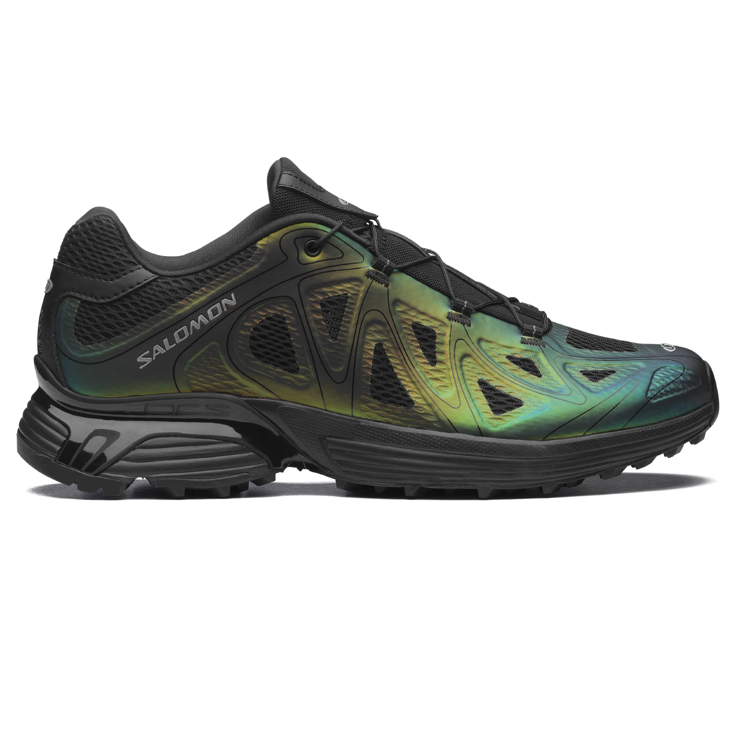 Salomon XT-Whisper Void Black/Black/Silver Metallic X side view in a white background