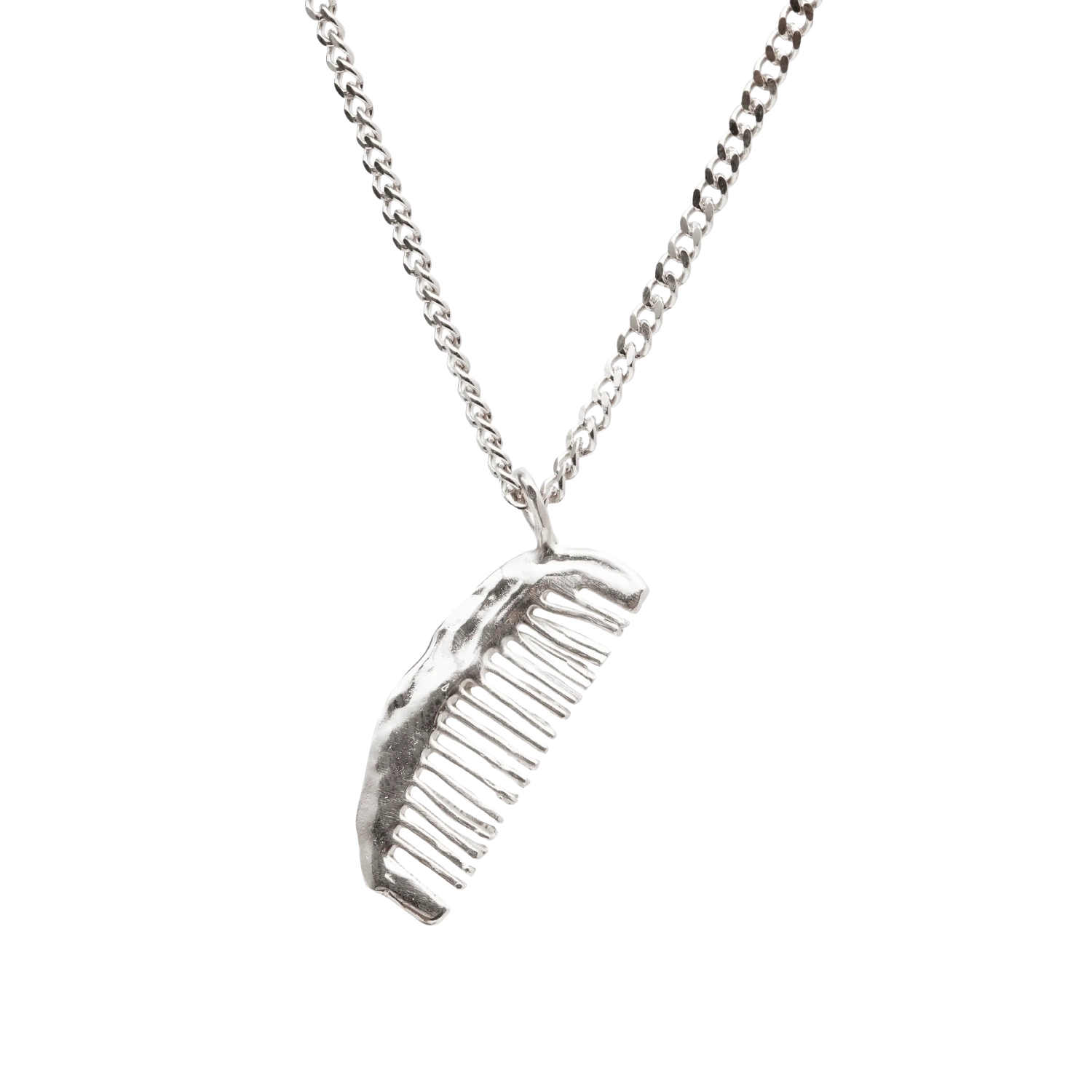 Simuero El Peine de Álvaro Necklace Silver front view in a white background