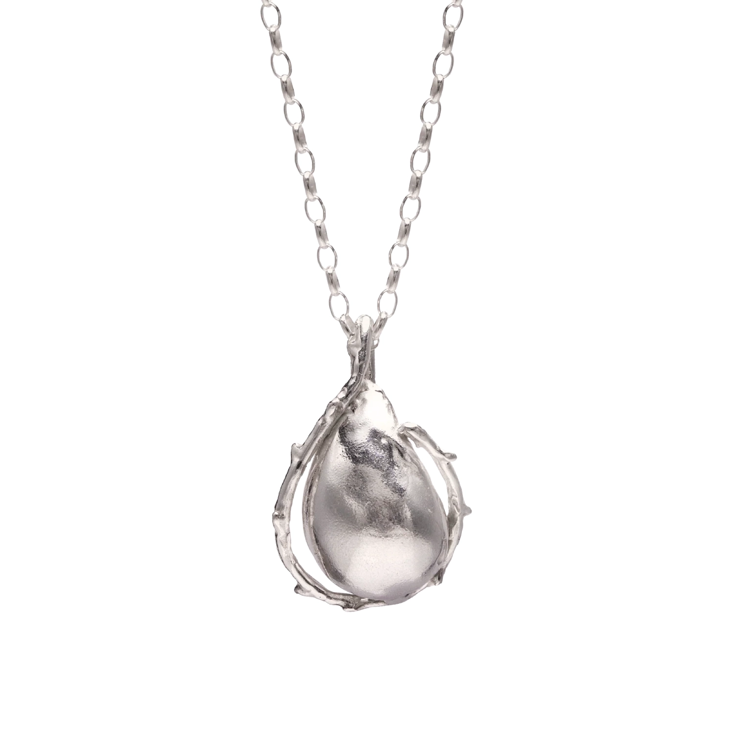 Simuero Gota con Espina necklace silver front view in a white background