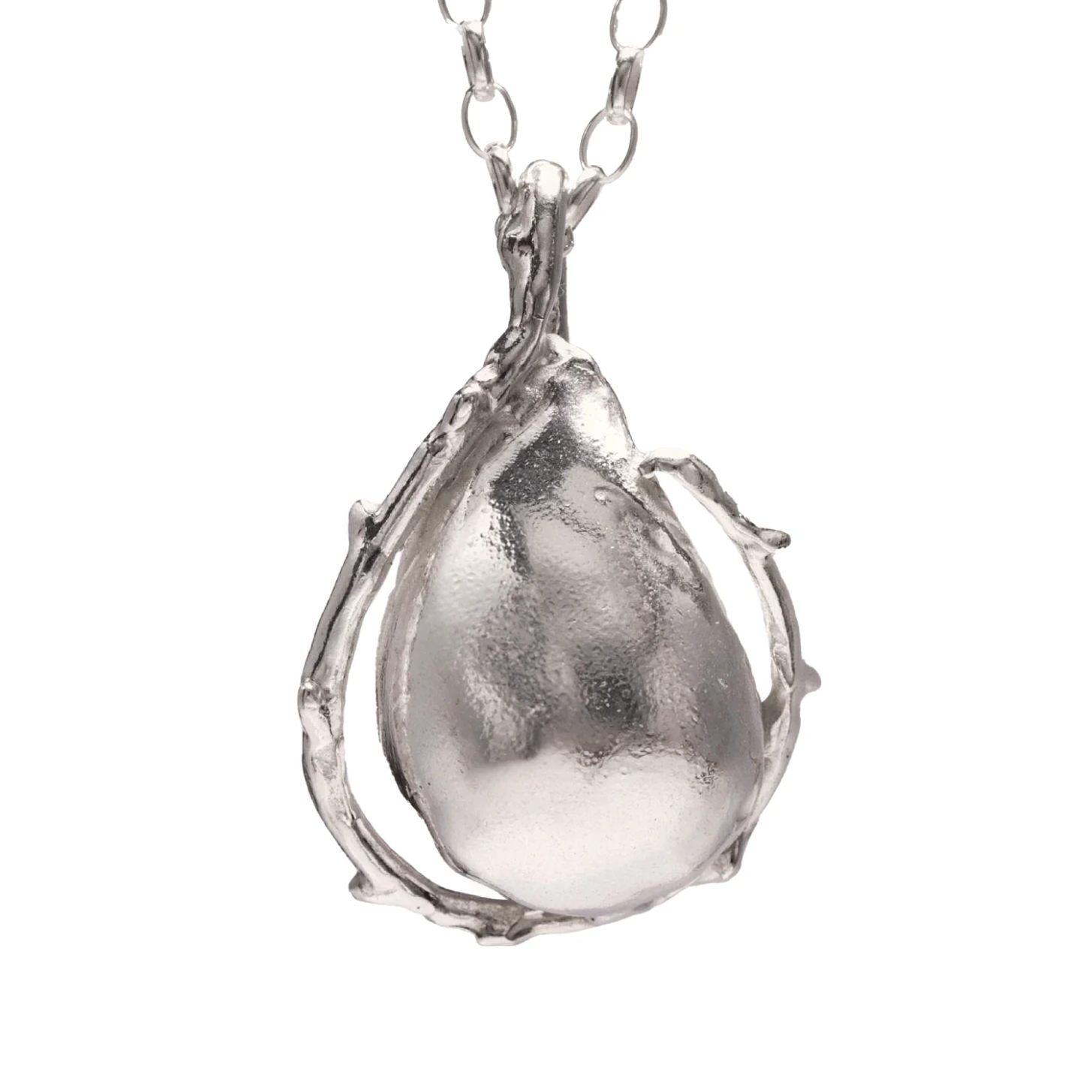 Simuero Gota con Espina necklace silver front view detail in a white background