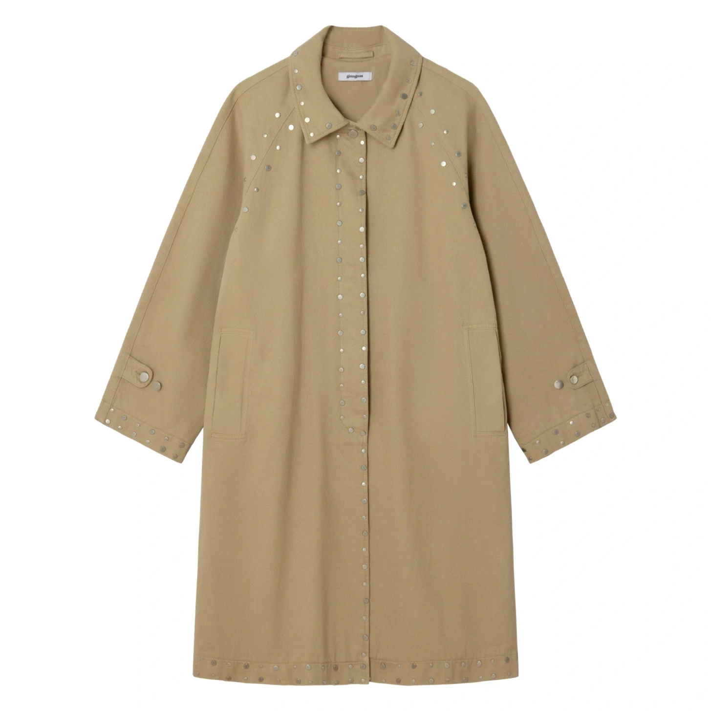 Gimaguas Tina Coat Beige front view in a white background