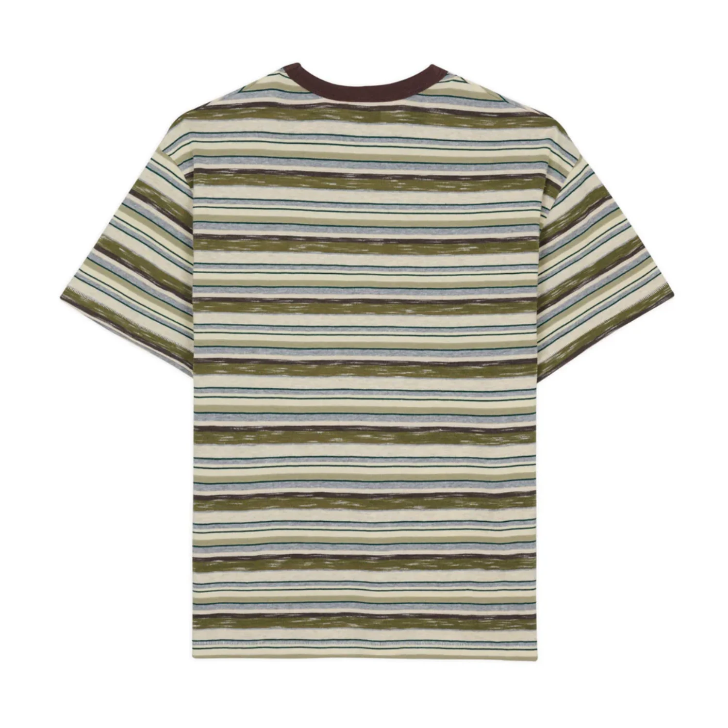 Brain Dead Toni Stripe T-Shirt Olive/Multi back view in a white background