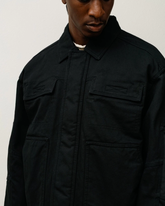 stussy utility jacket black on model 2