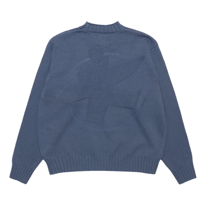stussy surfman sweater washed blue