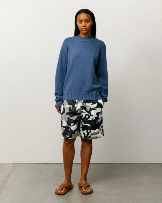 stussy surfman sweater washed blue