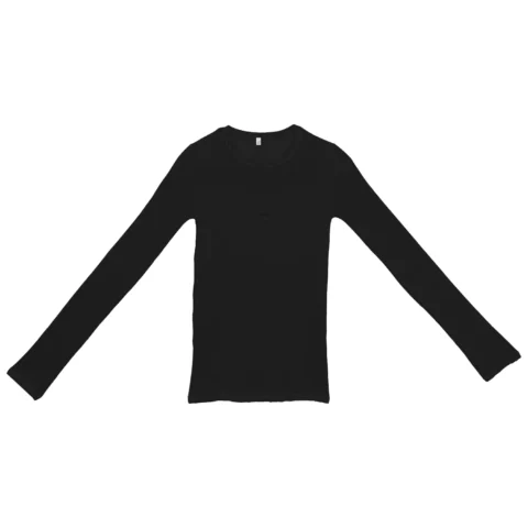 Baserange Heart Long Sleeve Tee Black front view in a white background