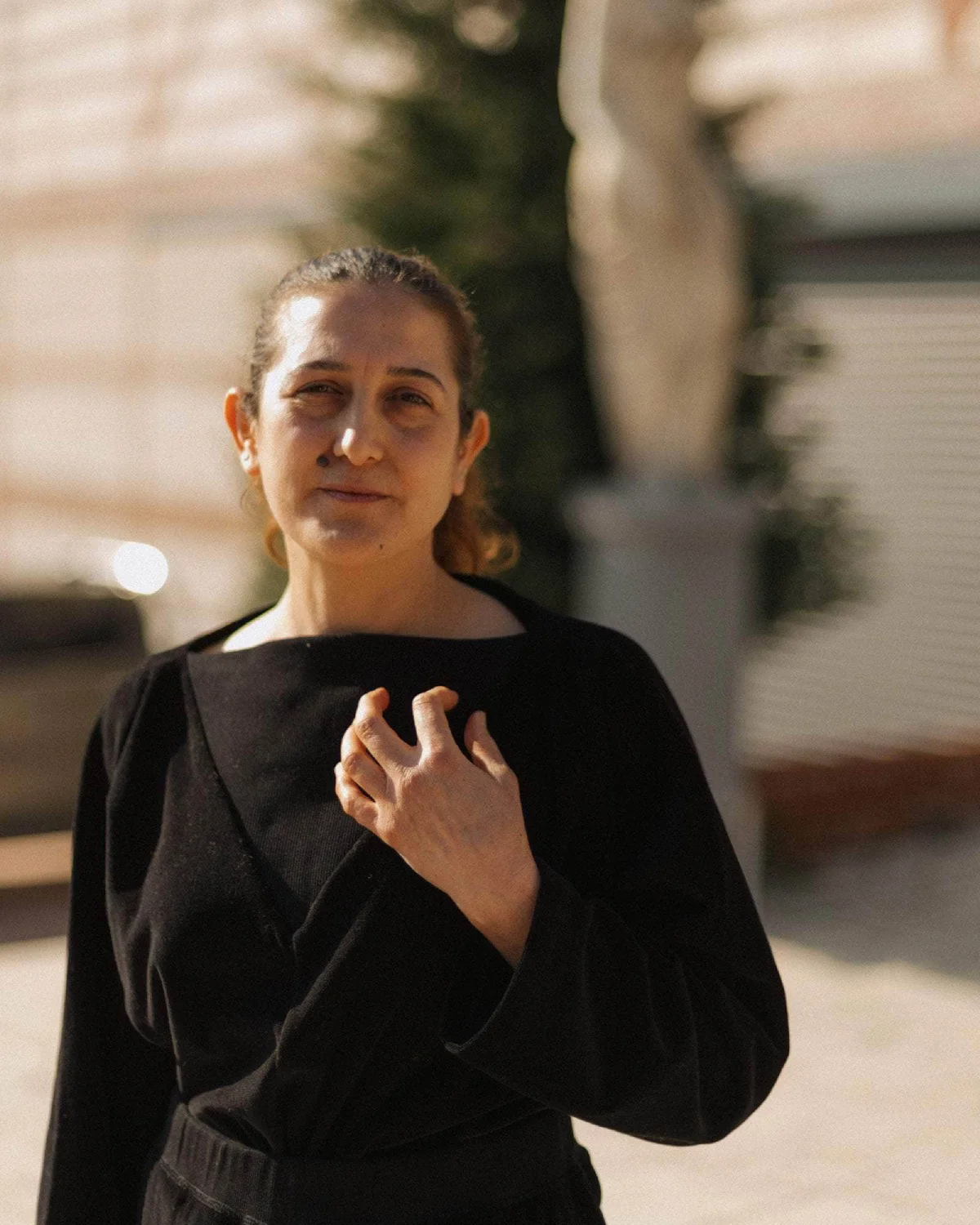 Baserange Tre Sweatshirt Black front view on model