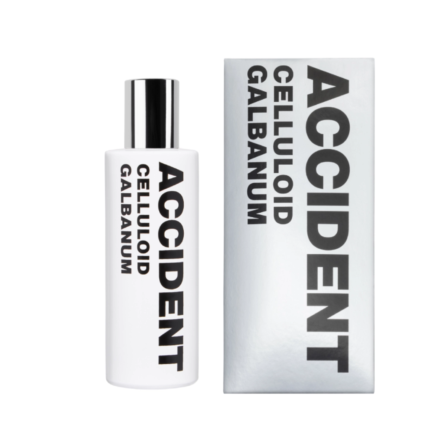 Comme des Garçons Accident: Celluloid Galbanum with box front view in a white background
