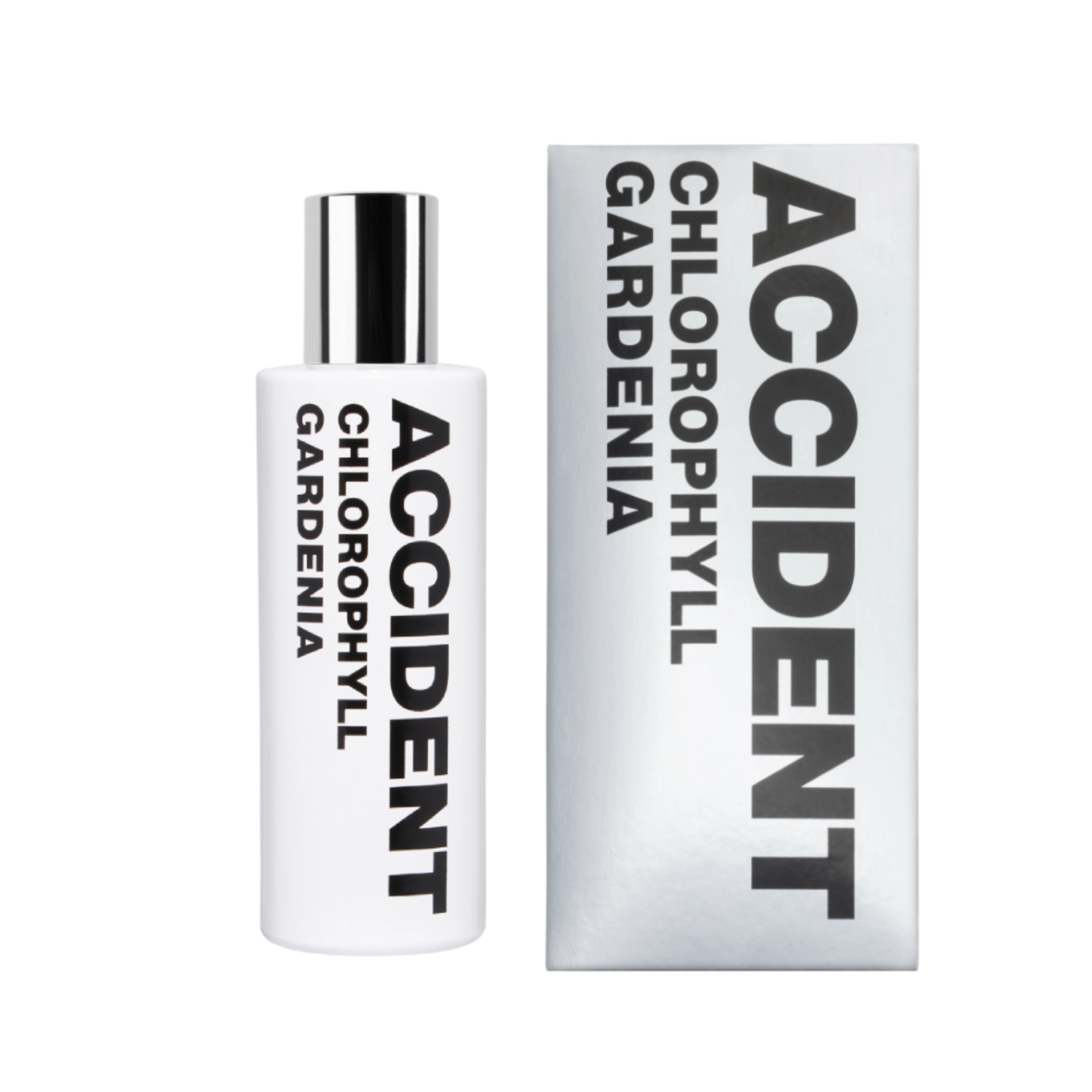 Comme des Garçons Accident: Chlorophyll Gardenia with box front view in a white background