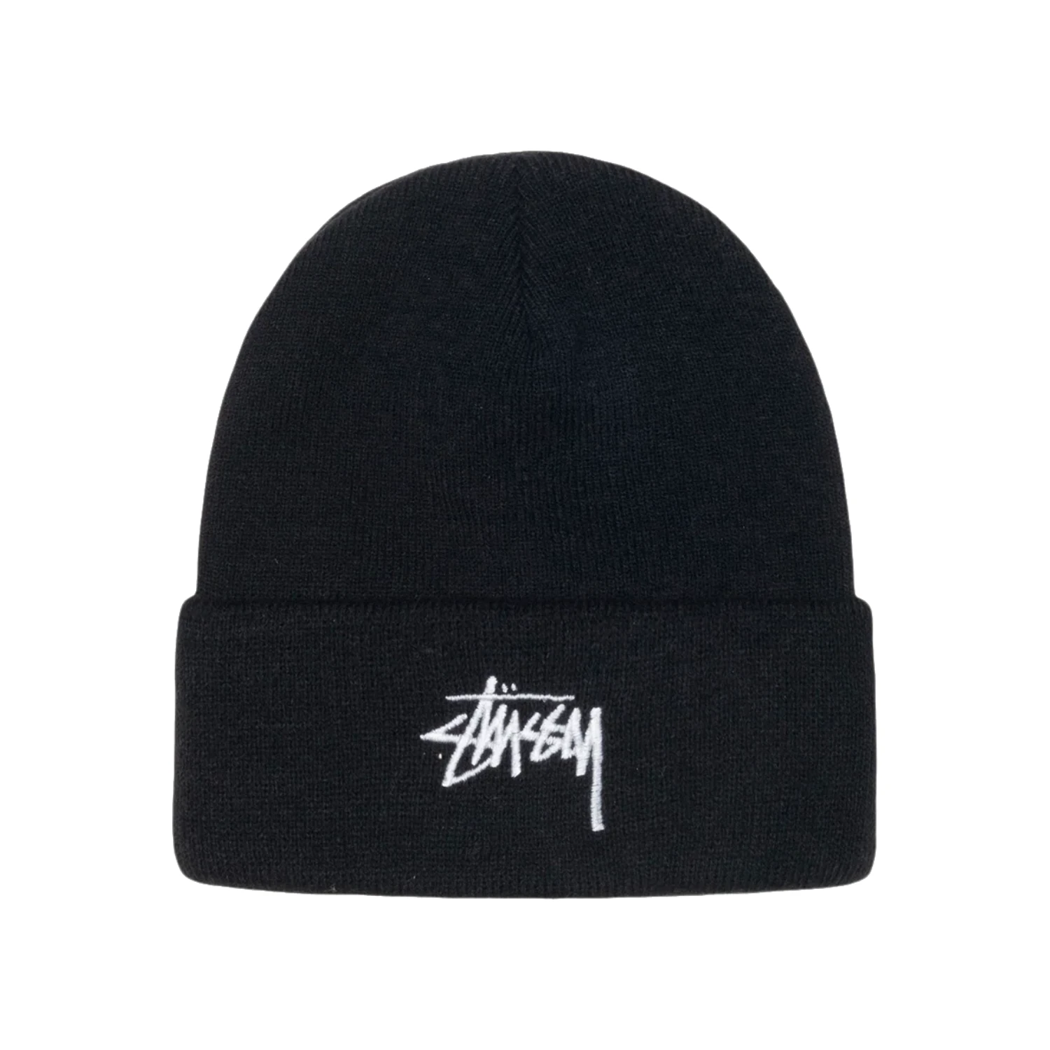 Stussy Cuff Beanie Stock Black front view in a white background